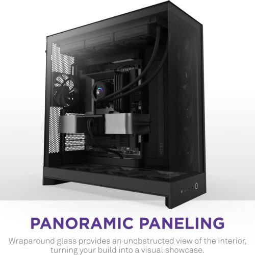 NZXT H9 Flow 2025 Black Mid-Tower Case ATX 420mm Radiator Support Tempered Glass - CM-H92FB-01