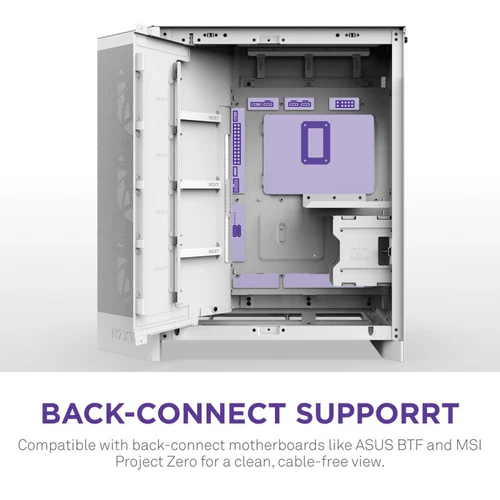 NZXT H9 Flow RGB White Mid-Tower Case ATX 420mm Radiator Support Tempered Glass - CM-H92FWR1
