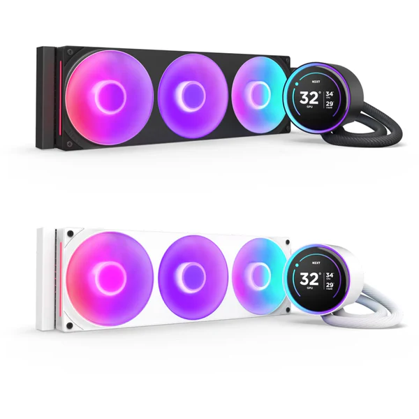 NZXT Kraken Elite RGB 360mm White AIO Liquid Cooler with 2.72-Inch IPS LCD Display and F360 RGB Core Fan - RL-KR36E-W2