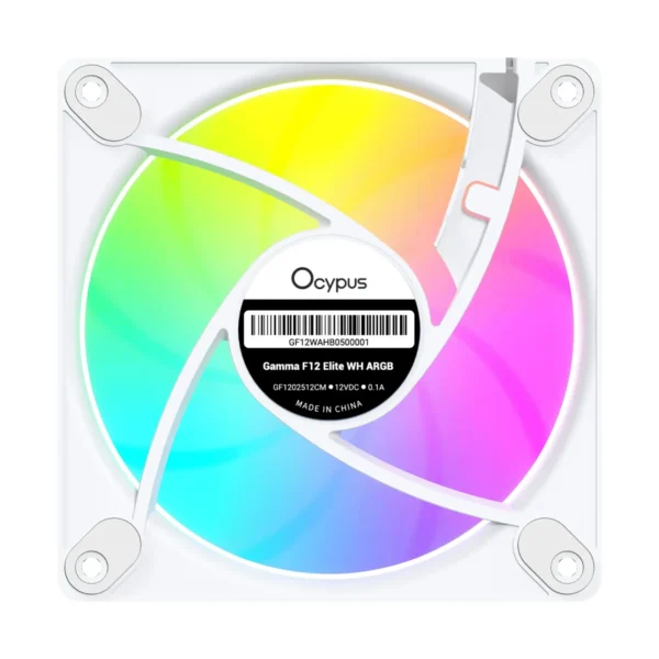 Ocypus Gamma F12 Elite ARGB 3-in-1 120mm PWM Chassis Fan White with Transparent Frame - GAMMA-F12-WH3AM00E-GL