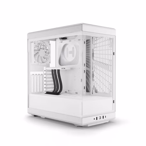 HYTE Y40 ATX Mid Tower Case Snow White with Panoramic Glass and PCIe 4.0 Riser - CS-HYTE-Y40-WW