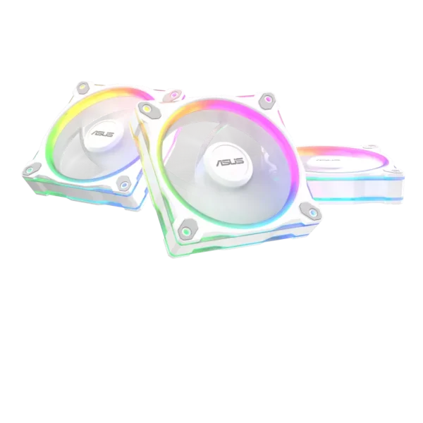 ASUS Prime MR120 ARGB 120mm PWM Fan Triple Pack Sleeve Bearing 28mm Thick White - PRIME MR120 FAN ARGB WHITE 3IN1