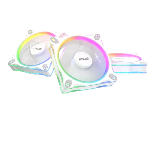 ASUS Prime MR120 ARGB Reverse 120mm PWM Fan Triple Pack Sleeve Bearing 28mm Thick White - PRIME MR120 FAN ARGB REVERSE WHITE 3IN1