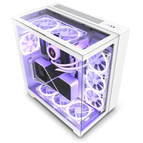 NZXT H9 Elite White Mid-Tower Case ATX 360mm Radiator Support Tempered Glass - CM-H91EW-01