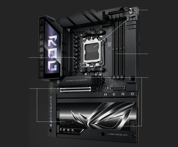 Asus ROG Crosshair X870E Hero BTF ATX Motherboard AMD X870E Chipset DDR5 PCIe 5.0 WiFi 7 USB4 - ROG CROSSHAIR X870E HERO BTF