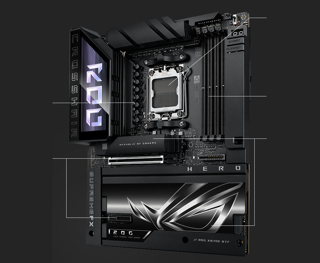Asus ROG Crosshair X870E Hero BTF ATX Motherboard AMD X870E Chipset DDR5 PCIe 5.0 WiFi 7 USB4 - ROG CROSSHAIR X870E HERO BTF 3 Asus ROG Crosshair X870E Hero BTF ATX Motherboard AMD X870E Chipset DDR5 PCIe 5.0 WiFi 7 USB4 - ROG CROSSHAIR X870E HERO BTF - Image 3