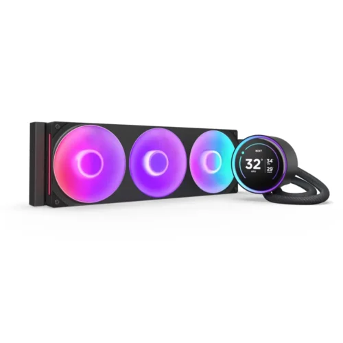 NZXT Kraken Elite RGB 360mm Black AIO Liquid Cooler with 2.72-Inch IPS LCD Display and F360 RGB Core Fan - RL-KR36E-B2