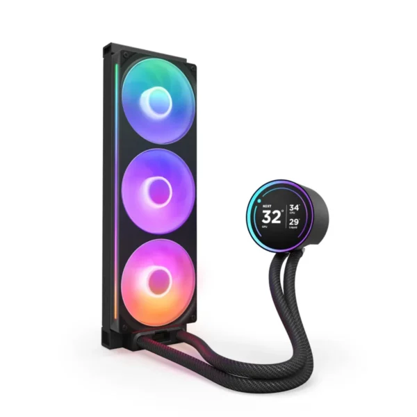NZXT Kraken Elite RGB 360mm Black AIO Liquid Cooler with 2.72-Inch IPS LCD Display and F360 RGB Core Fan - RL-KR36E-B2