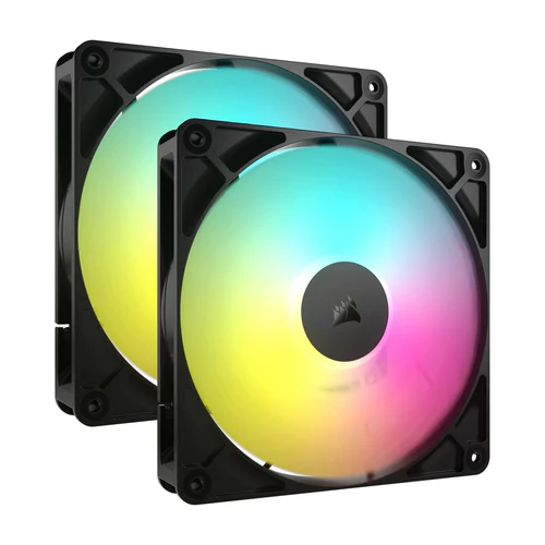 CORSAIR RS140 ARGB 140mm PWM Fan Dual Pack Magnetic Dome Bearing AirGuide Technology - CO-9050183-WW