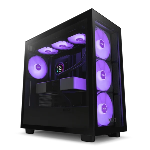 NZXT H7 Elite Black v2 Mid-Tower Case ATX 360mm Radiator Support Tempered Glass RGB - CM-H71EB-02