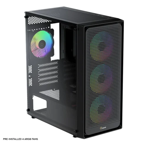 Ocypus Gamma C50 BK ARGB Mini-Tower Tempered Glass Micro-ATX Case - GAMMA-C50-BKG400XX-GL