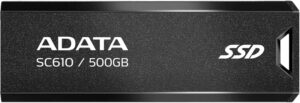 ADATA SC610 500GB External SSD USB 3.2 Gen2 550MB/s Read 500MB/s Write - AD-SC610-500G-CBK/RD