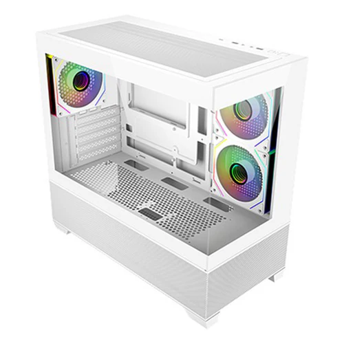 Cooler Master Elite 490 White Compact Micro-ATX Case with Dual Tempered Glass and 360mm Radiator Sup...