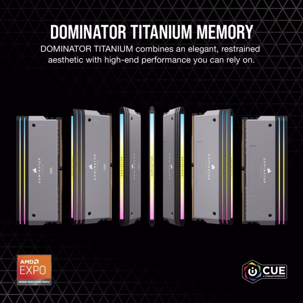 1 CORSAIR Dominator Titanium RGB 32GB (2x16GB) DDR5 6000MHz C30 Desktop Memory Grey - CS-CMP32GX5M2B6000Z30