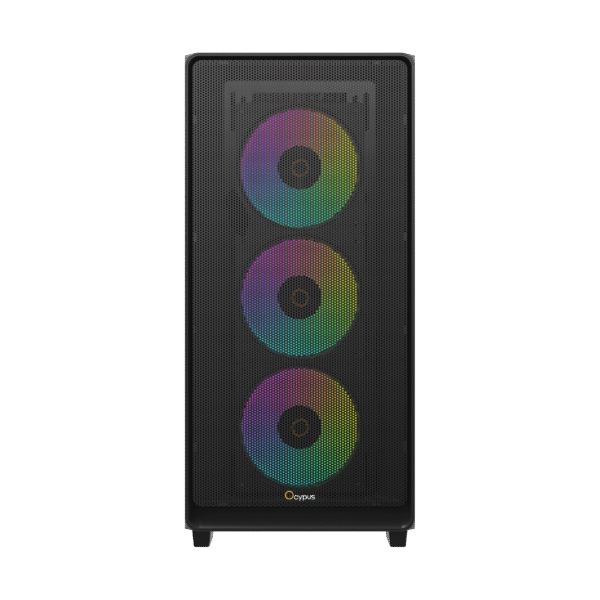 Ocypus GAMMA-C60-BKG400XX-GL Mid-Tower PC Case with Tempered Glass Side Panel and ARGB Fans - GAMMA-C60-BKG400XX-GL