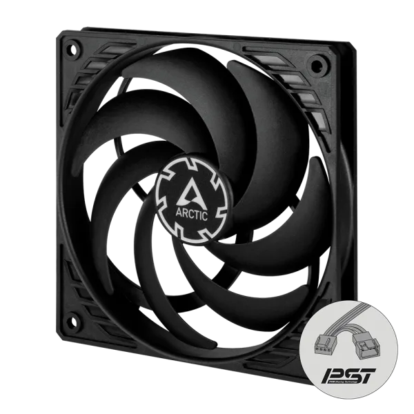 ARCTIC P12 Slim PWM PST 120 mm Low-Profile Case Fan Sleeve Bearing Black Single Fan or 3 Pack - ACFAN00187A