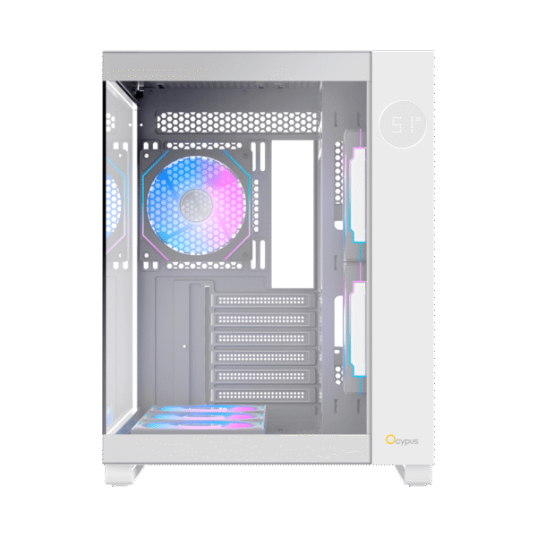 OCYPUS IOTA C70 Mid-Tower Case Dual Tempered Glass 6 ARGB Fans White - IOTA-C70-WHD600XX-GL