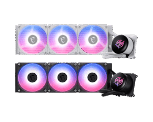 MSI MPG CORELIQUID P13 360 Black / White — 360mm ARGB GEN2 AIO Liquid Cooler with 2.1” IPS LCD Display, CycloBlade 9 Fans, Streamline Hidden Cabling, and Full-Plane Copper Base