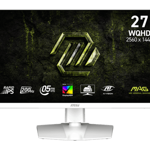 MSI MAG 274QRFW E20 - 27" Rapid IPS WQHD 2560×1440 200Hz 0.5ms HDR400 White Gaming Monitor with Adaptive-Sync and AI Vision