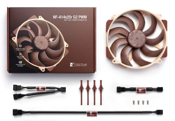 NOCTUA NF-A14x25r G2 PWM 140mm Fan with Progressive-Bend Impeller and etaPERF Motor - NF-A14x25r G2 PWM