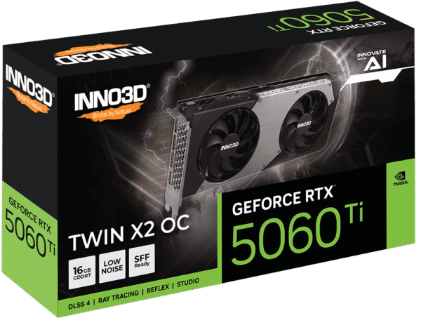 INNO3D GeForce RTX 5060 Ti TWIN X2 OC 16GB GDDR7 Graphics Card - N506T2-16D7X-191073N