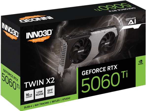 INNO3D GeForce RTX 5060 Ti TWIN X2 16GB GDDR7 Graphics Card - N506T2-16D7-191073N