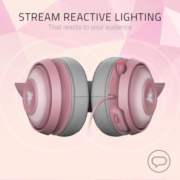 2 Razer Kraken Kitty Quartz Edition USB Gaming Headset with THX 7.1 Spatial Audio and Chroma RGB Kitty Ears - RZ04-02980200-R3M1