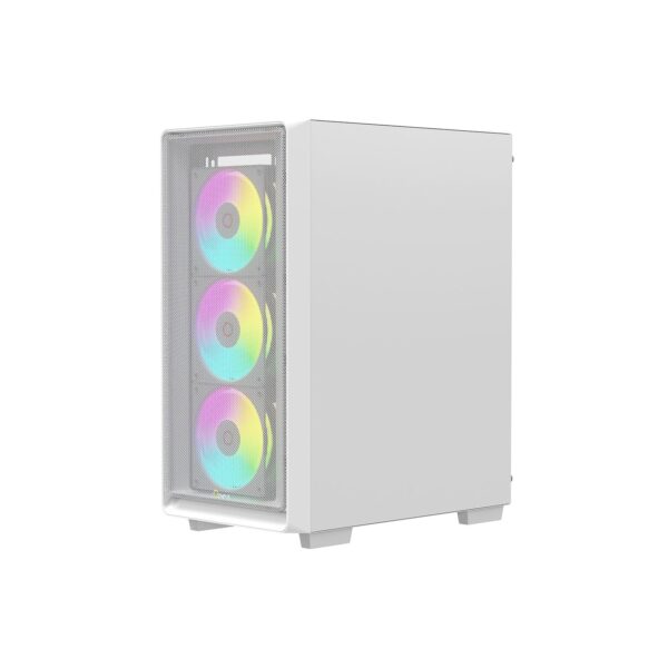 OCYPUS GAMMA C60 WH ARGB ATX PC Case with Mesh Front Panel and 4 ARGB Fans - GAMMA-C60-WHG400XX-GL