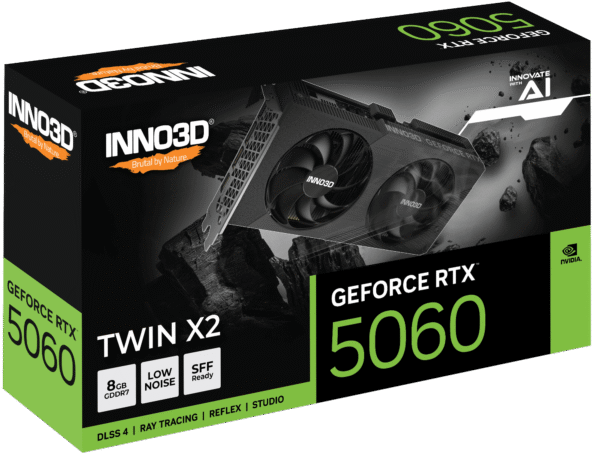 INNO3D GeForce RTX 5060 TWIN X2 8GB GDDR7 Graphics Card Blackwell Architecture - N50602-08D7-195071N