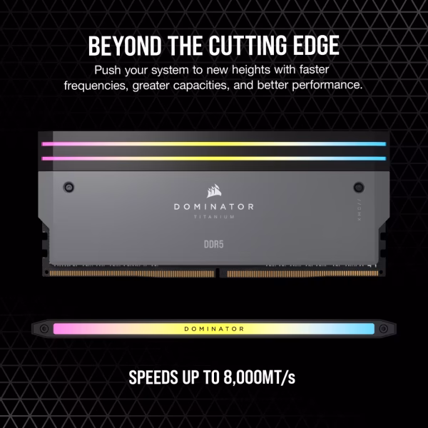 2 CORSAIR Dominator Titanium RGB 32GB (2x16GB) DDR5 6000MHz C30 Desktop Memory Grey - CS-CMP32GX5M2B6000Z30