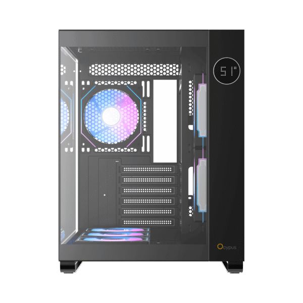 OCYPUS IOTA C70 Mid-Tower Case Dual Tempered Glass 6 ARGB Fans Black - IOTA-C70-BKD600XX-GL