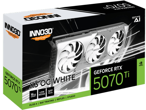 INNO3D GeForce RTX 5070 Ti X3 OC 16GB GDDR7 Graphics Card Blackwell Architecture White - N507T3-16D7X-176068W