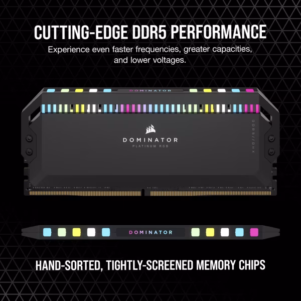 CORSAIR Dominator Platinum RGB 32GB (2x16GB) DDR5 6200MHz C36 Desktop Memory Black - CS-CMT32GX5M2X6200C36-BOX