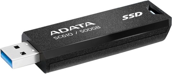 ADATA SC610 500GB External SSD USB 3.2 Gen2 550MB/s Read 500MB/s Write - AD-SC610-500G-CBK/RD