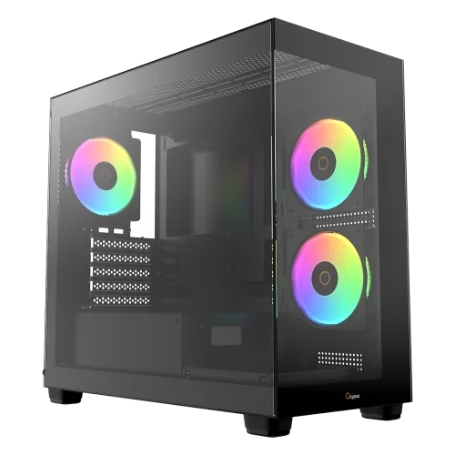 OCYPUS GAMMA C52 BK ARGB Mini-Tower PC Case with Tempered Glass Side Panel and ARGB Fans - GAMMA-C52-BKD300XX-GL