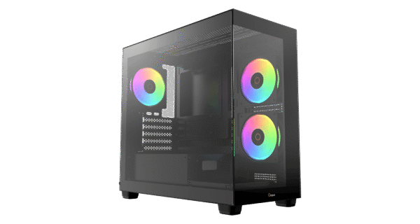 OCYPUS GAMMA C52 BK ARGB Mini-Tower PC Case with Tempered Glass Side Panel and ARGB Fans - GAMMA-C52-BKD300XX-GL