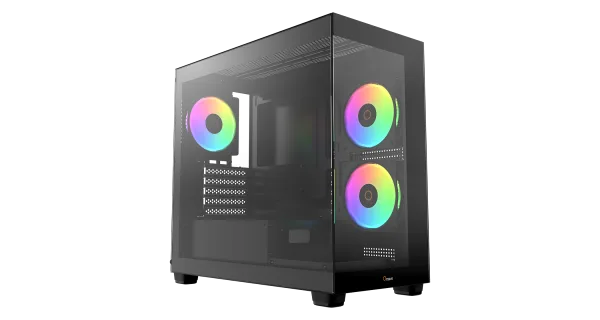 OCYPUS GAMMA C52 BK ARGB Mini-Tower PC Case with Tempered Glass Side Panel and ARGB Fans - GAMMA-C52-BKD300XX-GL