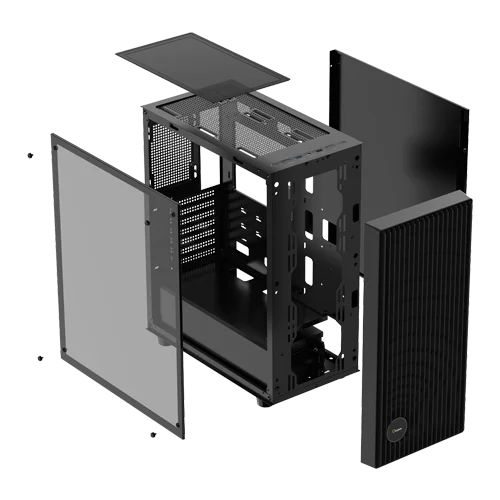 OCYPUS GAMMA C70 ARGB HIGH AIRFLOW FRONT PANEL W/ 4 ARGB FAN ATX CASE - BLACK - GAMMA-C70-BKG400XX-GL