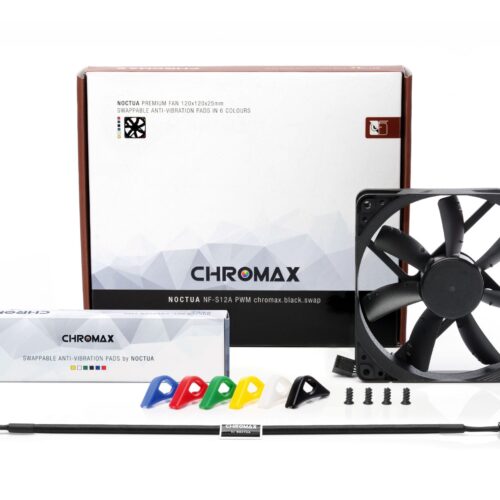Noctua NF-S12A PWM chromax.black.swap 120mm Case Fan with Swappable Anti-Vibration Pads - NF-S12A PWM CH.BK.S