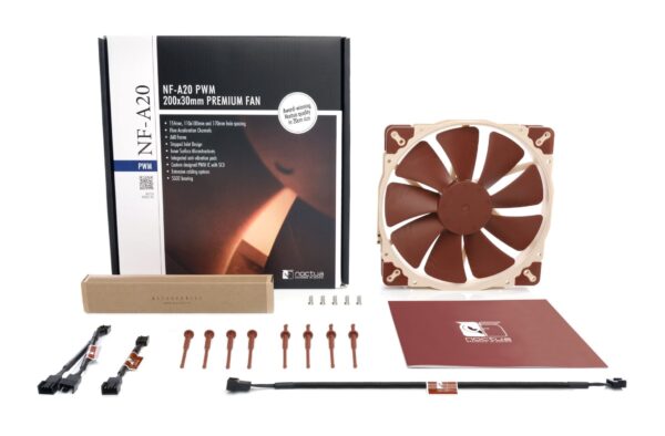4 NOCTUA NF-A20 PWM 200mm Quiet Fan with AAO Frame and SSO2 Bearing - NF-A20 PWM