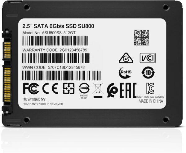 Adata SU800 512GB 3D TLC 2.5 Inch SATA III SSD - AD-ASU800SS-512GT-C