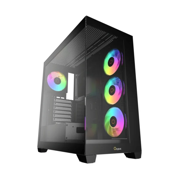 Ocypus GAMMA C72 BK ARGB Panoramic Mid-Tower Case 4x120mm ARGB Fans 360mm Radiator Support - Gamma-C72-BKD400XX-GL