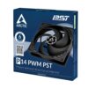 ARCTIC P14 PWM PST 140 mm Case Fan Fluid Dynamic Bearing Black Single Fan or 5 Pack - ACFAN00125A
