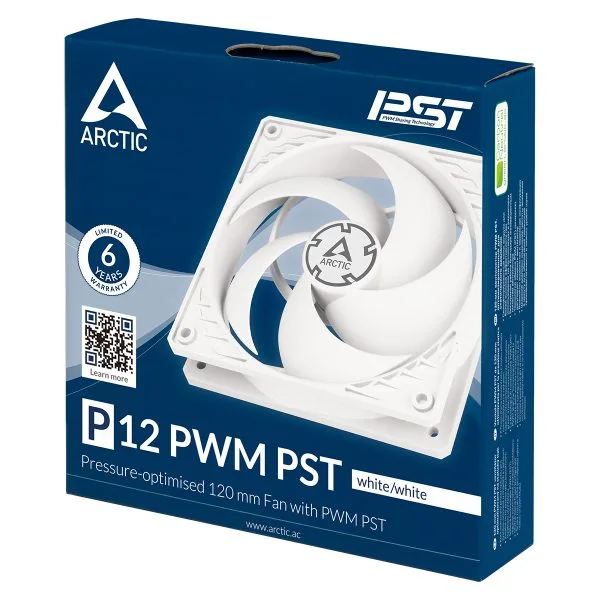 ARCTIC P12 PWM PST 120 mm Case Fan Fluid Dynamic Bearing White Transparent Single Fan or 5 Pack - ACFAN00132A