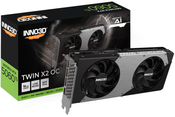 INNO3D GeForce RTX 5060 Ti TWIN X2 OC 16GB GDDR7 Graphics Card - N506T2-16D7X-191073N