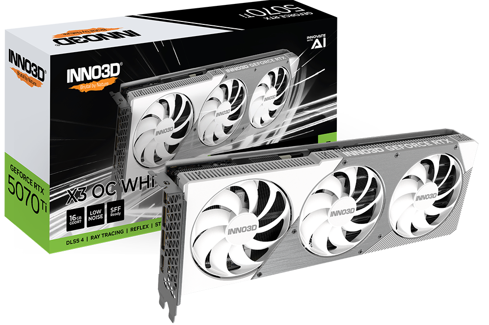 INNO3D GeForce RTX 5070 Ti X3 OC 16GB GDDR7 Graphics Card Blackwell Architecture White – N507T...