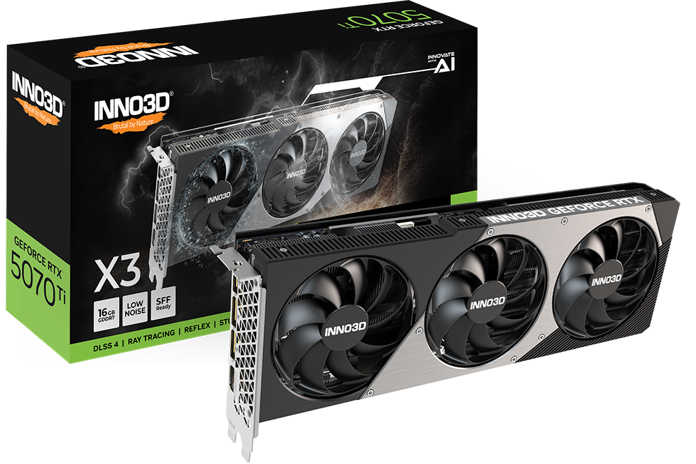 INNO3D GeForce RTX 5070 Ti X3 16GB GDDR7 Graphics Card – N507T3-16D7-176068N...