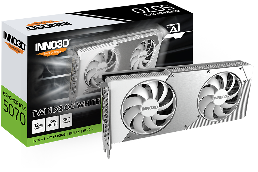INNO3D GeForce RTX 5070 TWIN X2 OC WHITE 12GB GDDR7 Graphics Card – N50702-12D7X-195064W...