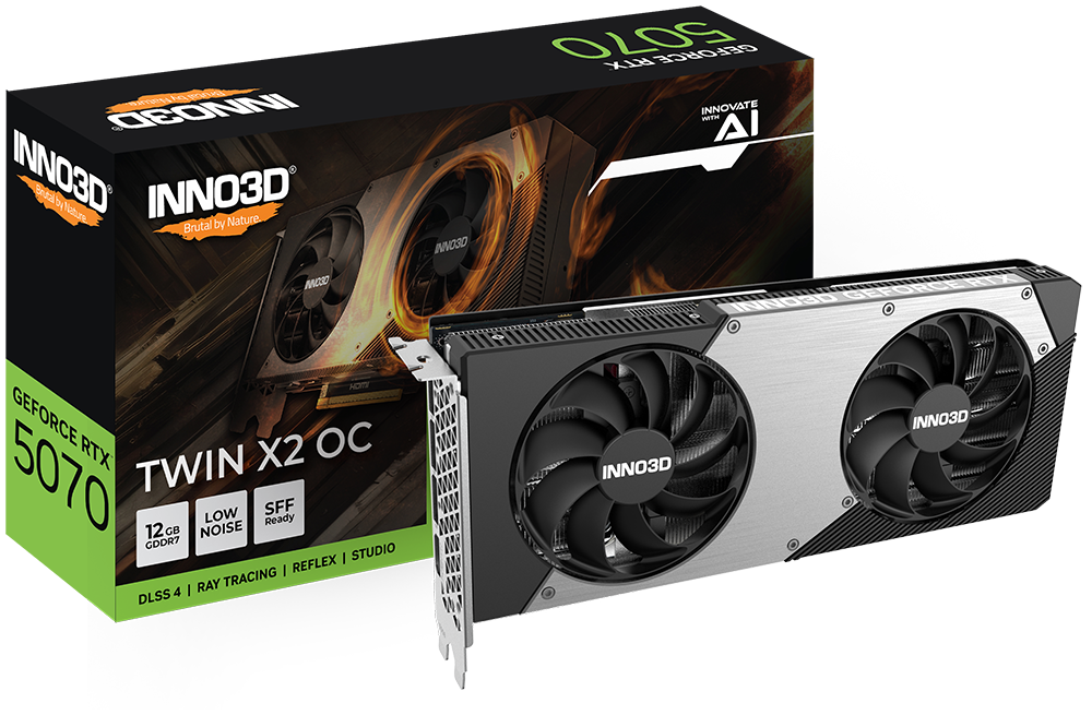 INNO3D GeForce RTX 5070 TWIN X2 12GB GDDR7 Graphics Card – N50702-12D7-195064N...