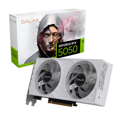 GALAX GeForce RTX 5050 8GB GDDR6 128-bit 1-Click OC White Graphics Card with 2560 CUDA Cores and DLS...